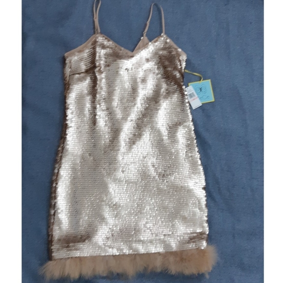 CECE Rose gold sequin short prom dress NWT - Picture 2 of 6